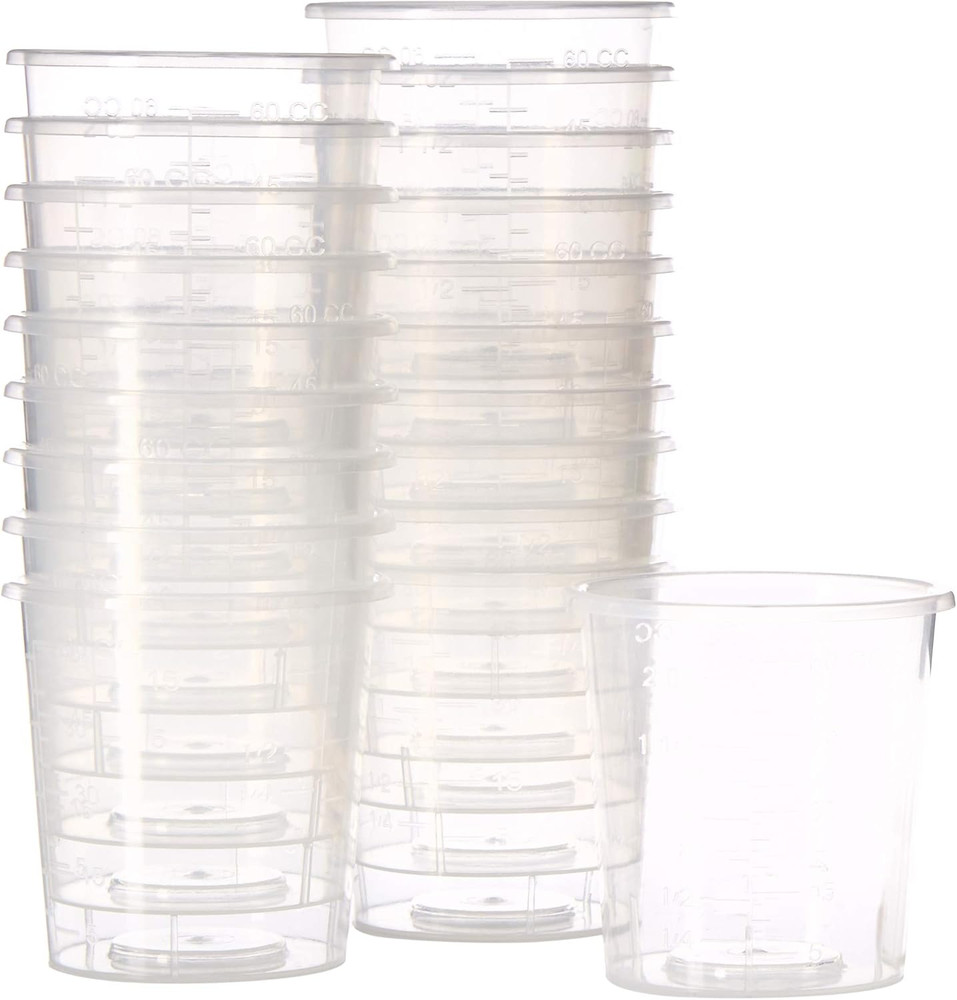 20 2Oz Graduated Cups and 20 Wood Stir Sticks for Mixing Small Batches of Paint,