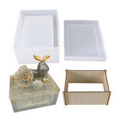 Silicone Tissue Box Resin Mold with Lid Epoxy Casting Mould Multicolor