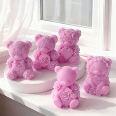 Rose Bear Heart Cylinder Candle & Resin Mold – Resin Casting Silicone Molds f…