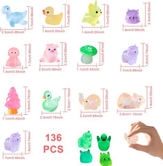 135 Pcs Luminous Mini Resin Animals Kit Accessories Variety Pack Glow Animal Fig