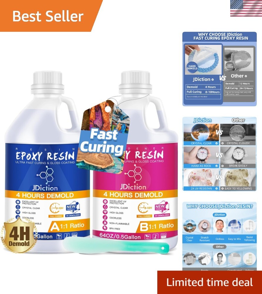 Fast Cure Epoxy Resin 1Gallon- 4 Hours Demold Upgrade Formula, Fast Curing an…