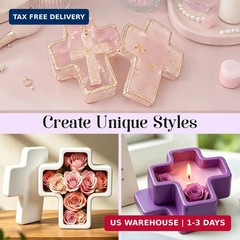 Resin Cross Molds, 2Pcs Cross Box Mold and Crucifix Pendant Mold, Reusable Cross