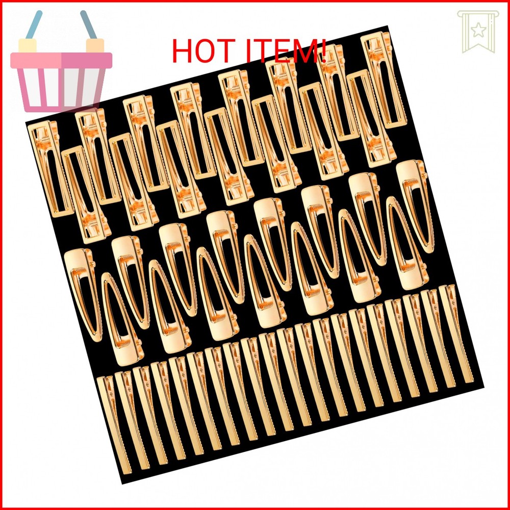 LEOBRO Gold Hair Clips, 50PCS Alligator Barrettes for Women, Girls, Crafts, DIY