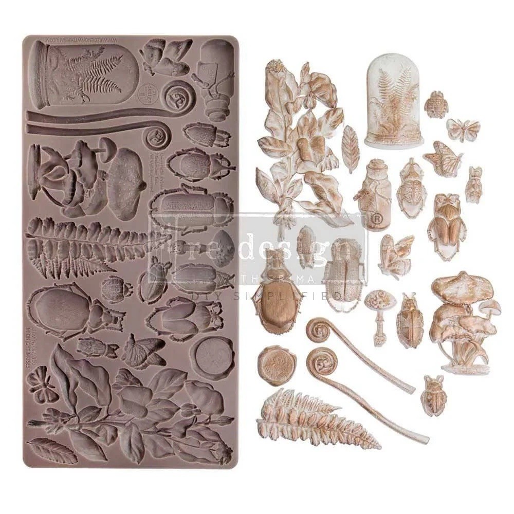 Midnight Muses Mould – Redesign With Prima – Scarab, Insects, Fern, Cloche Etc
