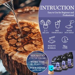 FUNEPOXY Epoxy resin set 2:1 Crystal-24OZ/50.7OZ/101.4OZ/1.57 Gallon/3.15 Gallon