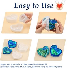 Heart Jar Resin Mold with Rose Lid Epoxy Resin Storage Box Casting Molds DIY …