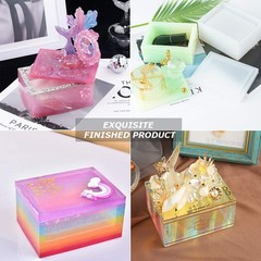 Silicone Tissue Box Resin Mold with Lid Epoxy Casting Mould Multicolor