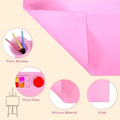 Silicone Painting Mat with Palette, Brush Holder, and Painting Area, Multicolor