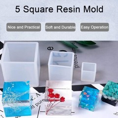 5Pcs Square Cube Silicone Mould Epoxy Resin Molds DIY Pendants Making Craft B620