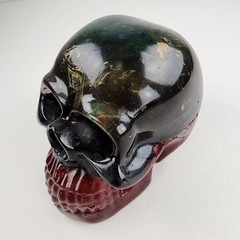 Handmade Multicolor Gold Dusted Epoxy Skull Red & Green