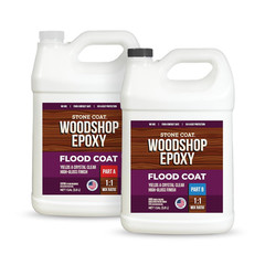 Stone Coat Woodshop Epoxy Flood Coat, 2 Gallon Kit – Crystal Clear, Food-Safe, L