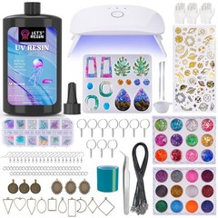 153Pcs Clear Resin Jewelry Making Kit with UV Lamp & Accessories