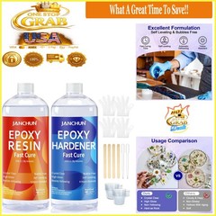 Crystal Clear Epoxy Resin Kit 32OZ Bubble-Free Anti-Yellowing Self-Leveling