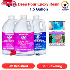 Deep Pour Epoxy Resin, 1.5 Gallon 2 to 4 Inch Depth Crystal Clear Bubble Free