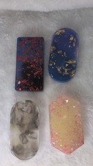 Handmade Multicolor Resin Craft Set of 4 Decorative Pieces, Various Shapes