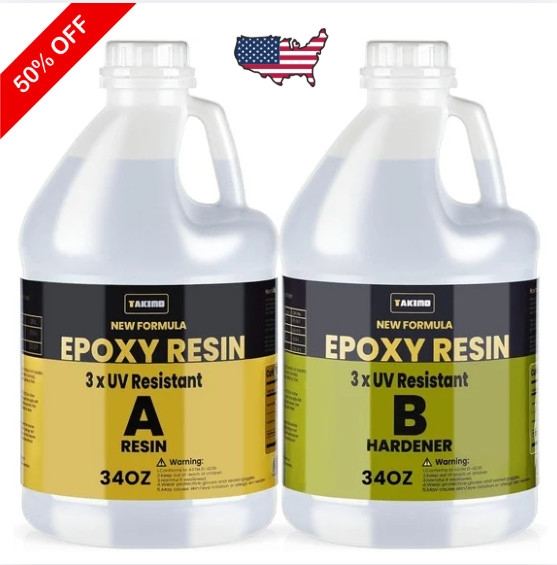68OZ 3×UV Resistant Resin Kit,No Bubble & Crystal Clear Epoxy Resin for Coating