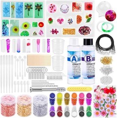All-in-One Resin Art Kit with 10 Molds, Tools, and Dried Flower Embellishments