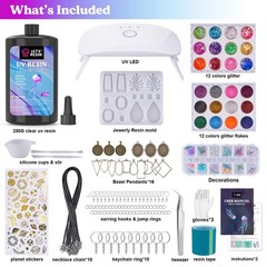 153Pcs Clear Resin Jewelry Making Kit with UV Lamp & Accessories