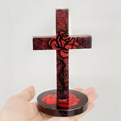 5” Standing Cross Silicone Mold with Base, Crucifix Mold for Epoxy Resin