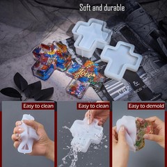 Cross Box Silicone Resin Molds with Lid Jar Storage Mold for Epoxy Resin Clay Ca