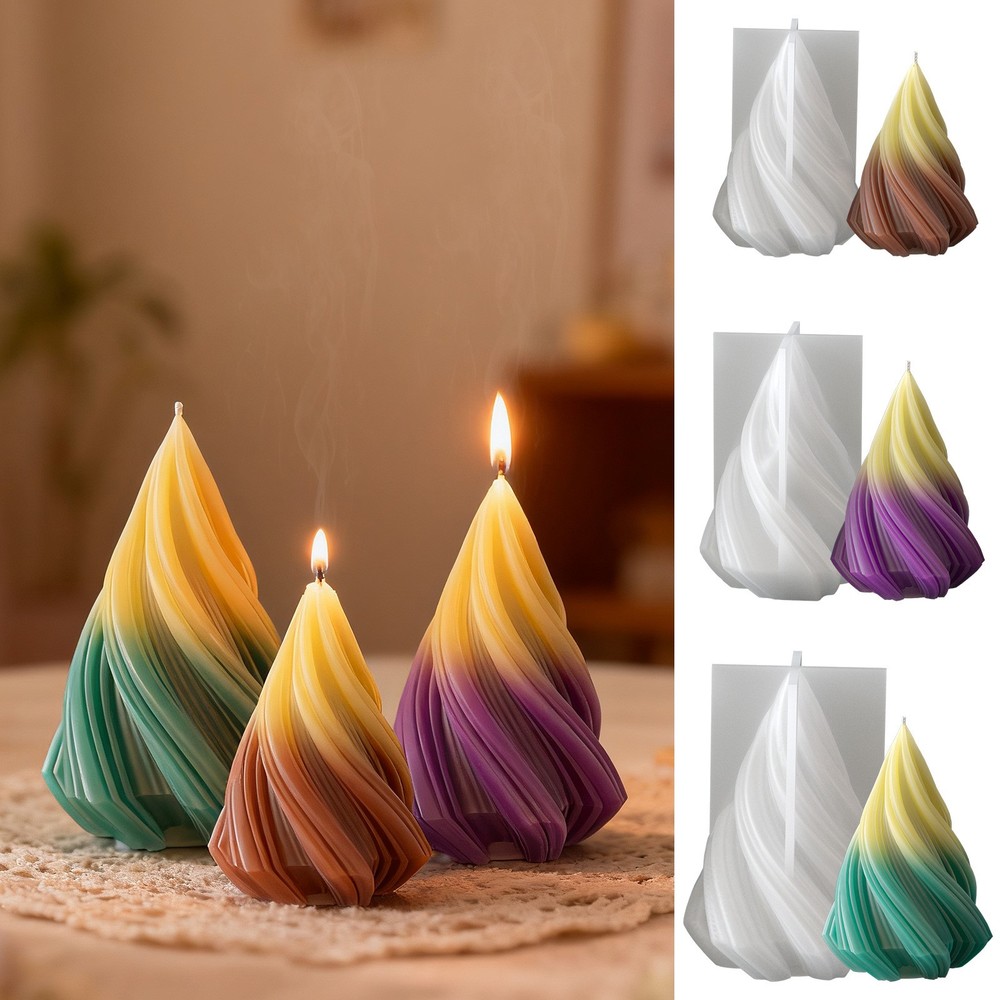 3PCS Spiral Cone & Cylinder Candle Molds Reusable DIY Soap Making Craft Supplies