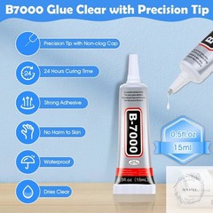 B7000 Glue Clear for Rhinestones, 4pcs 15mL Strong Adhesive B-7000 Jewelry Bead