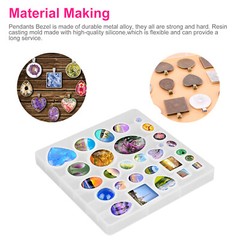 35PCS Silicone Resin Mold DIY Jewelry Pendant Tray Mould Making Epoxy Craft Tool