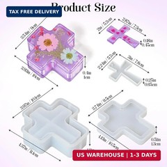 Resin Cross Molds, 2Pcs Cross Box Mold and Crucifix Pendant Mold, Reusable Cross