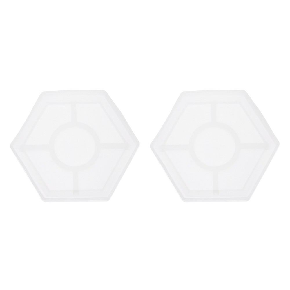 2 Pcs Hexagon Medium Coaster Silicone Resin Mould, Tray Moulds for Resin Casting