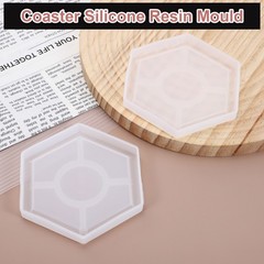 2 Pcs Hexagon Medium Coaster Silicone Resin Mould, Tray Moulds for Resin Casting