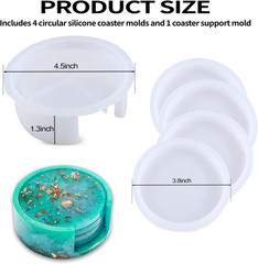 5PCS Resin Coaster Molds – round Silicone Casting Molds for Epoxy Resin Coaster