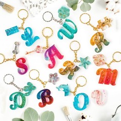 Silicone Alphabet Molds Kit with Keychain Accessories and Hand Drill Included