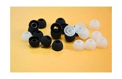Medium Earbud Tips Silicone Rubber Replacements – 10 Black, 10 Clear
