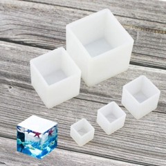 5Pcs Square Cube Silicone Mould Epoxy Resin Molds DIY Pendants Making Craft B620