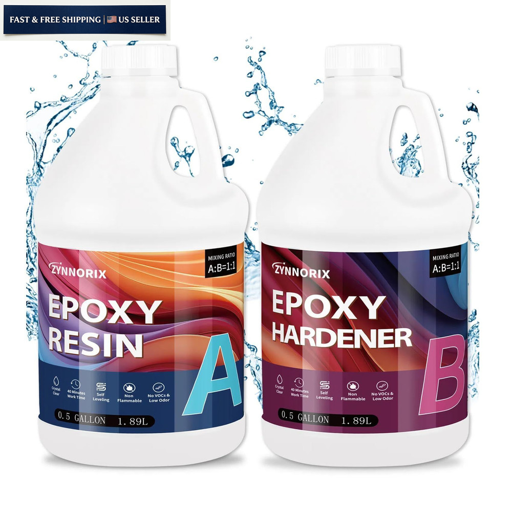 ZYNNORIX Resin Epoxy 1 Gallon,3×UV Resistant,Self 1 Gallon, 1 Gallon