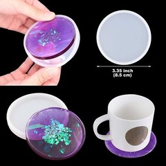 18pcs DIY Epoxy Resin Casting Silicone Tray Coaster Molds Mould Jewelry Making