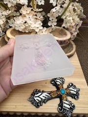 Vintage double Cross handmade silicone mold for crafts