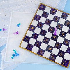 Chess Board Mold Resin Casting 12.4″x12.4″ Soft Silicone 3D Art DIY Crafts