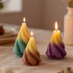 3PCS Spiral Cone & Cylinder Candle Molds Reusable DIY Soap Making Craft Supplies