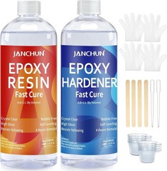 Crystal Clear Epoxy Resin Kit, Bubble-Free, Anti-Yellowing, Self Leveling