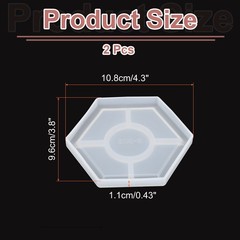 2 Pcs Hexagon Medium Coaster Silicone Resin Mould, Tray Moulds for Resin Casting