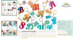 Silicone Alphabet Molds Kit with Keychain Accessories and Hand Drill Included