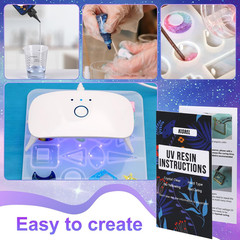 UV Resin Jewelry Making Kit, 300G Crystal Clear Resin with Light and Molds, DIY