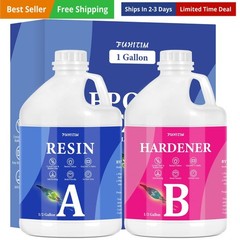 Epoxy Resin 1 Gallon – Crystal Clear Epoxy Resin Kit – Self-Leveling, High-Gl…