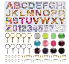 73-Piece Alphabet & Number Resin Silicone Molds – DIY Epoxy Keychain Making Kit