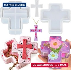 Resin Cross Molds, 2Pcs Cross Box Mold and Crucifix Pendant Mold, Reusable Cross