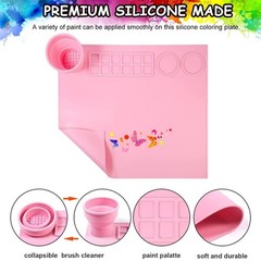 Silicone Painting Mat with Palette, Brush Holder, and Painting Area, Multicolor