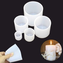 6 Pieces Cylinder Silicone Candle Molds Pillar Candle Silicone Molds Resin Ca…