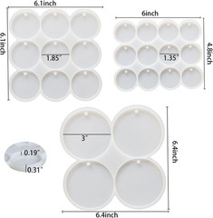 Flat Circle Resin Molds, 3Pcs Silicone Round small, medium, large, white
