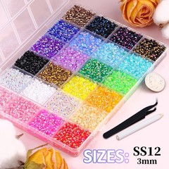 34000Pcs Multicolor Resin Jelly Rhinestones 3mm Flatback Gems for Crafting, D…